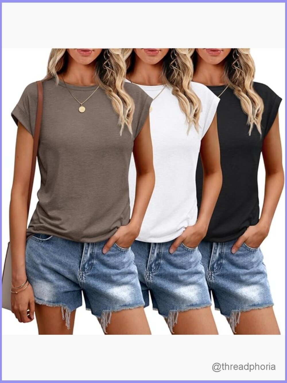 3 Pack Cap Sleeve T Shirts Business Casual Dressy Summer Tops